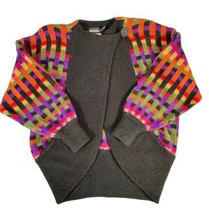 Tony Lambert Women's Vintage Geometric Wool Blend Cardigan Sweater Size M